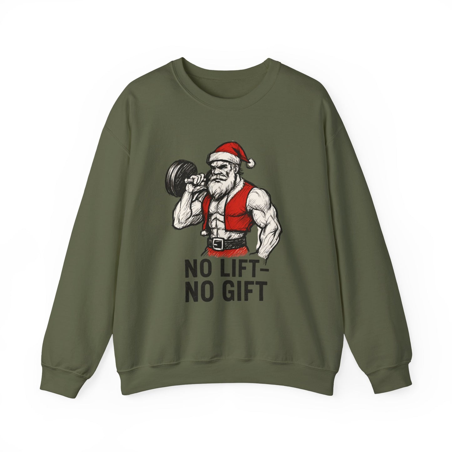 Santa Lifting Sweatshirt – "No Lift No Gift" Christmas Gym Crewneck