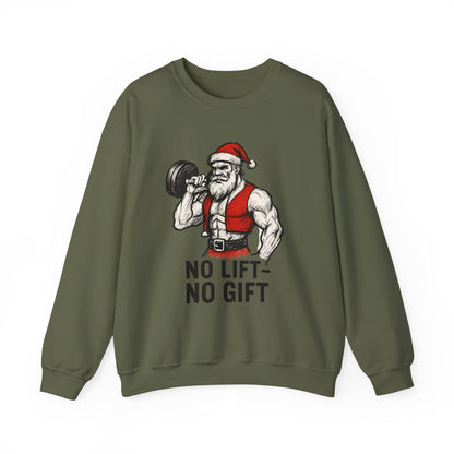 Santa Lifting Sweatshirt – "No Lift No Gift" Christmas Gym Crewneck