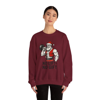 Santa Lifting Sweatshirt – "No Lift No Gift" Christmas Gym Crewneck