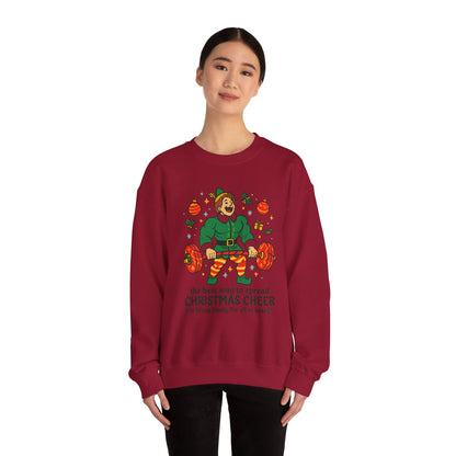 Christmas Elf Sweatshirt – 'The Best Way to Spread Christmas Cheer is Lifting Loudly' Holiday Crewneck