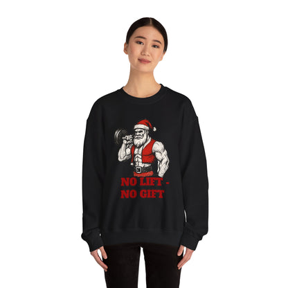 Santa Lifting Sweatshirt – "No Lift No Gift" Christmas Gym Crewneck