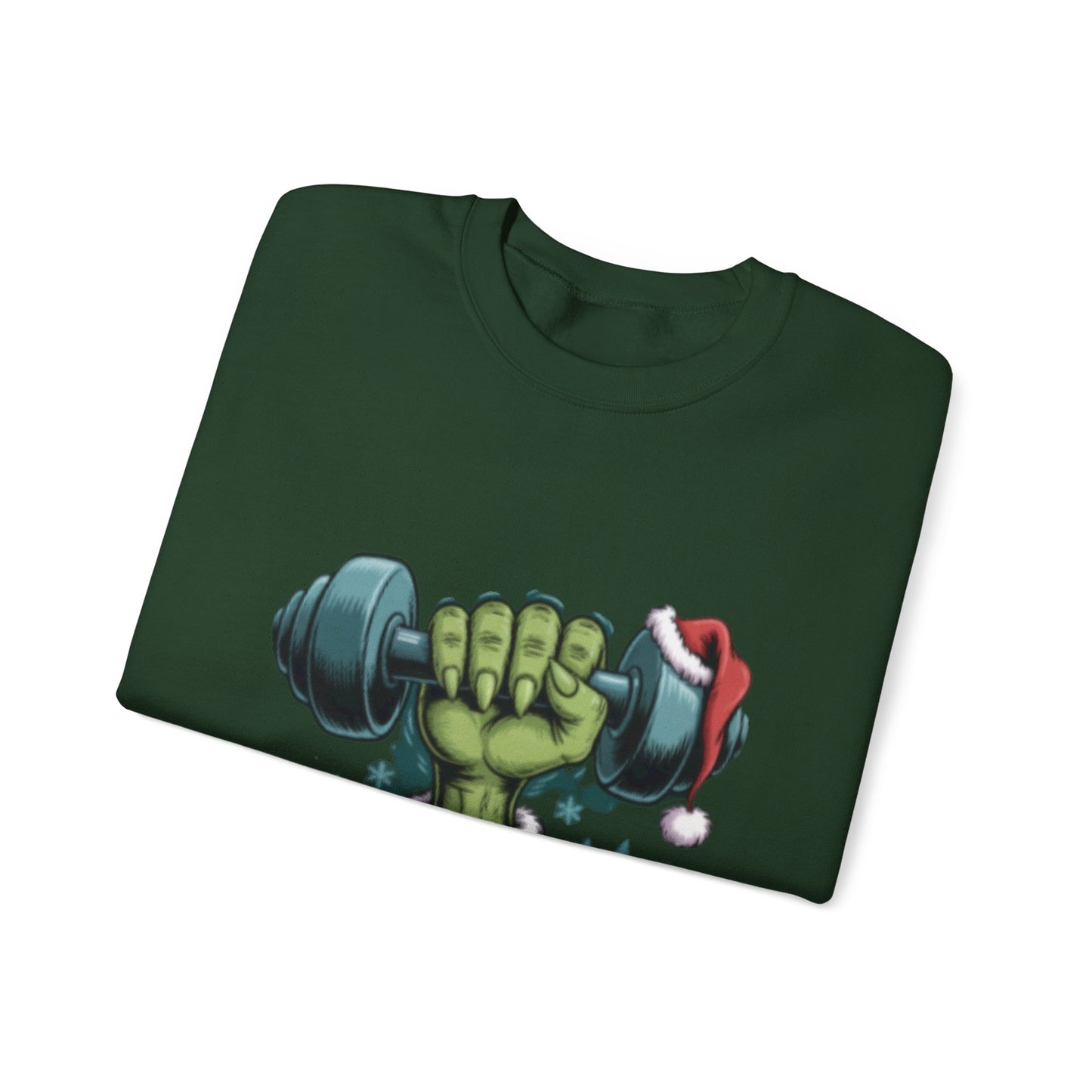 Christmas Gym Sweatshirt — “His Muscles Grew Three Sizes That Day” Holiday Workout Crewneck