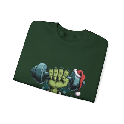 Christmas Gym Sweatshirt — “His Muscles Grew Three Sizes That Day” Holiday Workout Crewneck