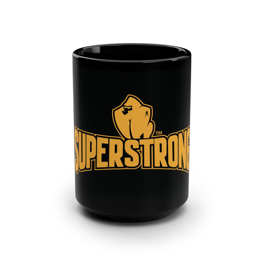 Black Superstrong Mug,   15oz Coffee Cup for Motivational Gifts, Fitness Enthusiasts, Work, Home, Gym, Strong Personality