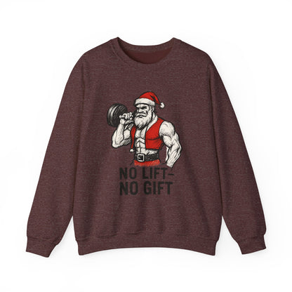 Santa Lifting Sweatshirt – "No Lift No Gift" Christmas Gym Crewneck
