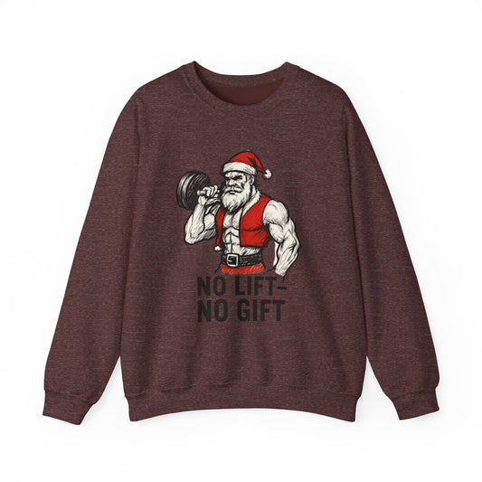 Santa Lifting Sweatshirt – "No Lift No Gift" Christmas Gym Crewneck