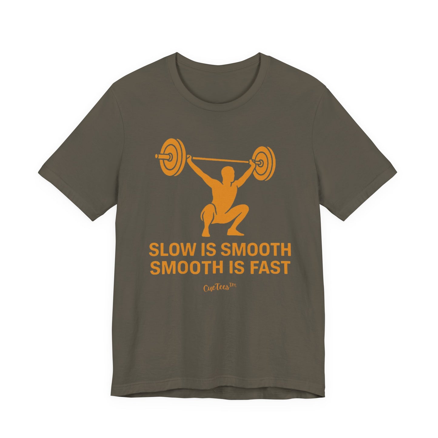 CueTees™: Slow Is Smooth Tee — "Slow is smooth, smooth is fast"  Barbell Gym T‑Shirt