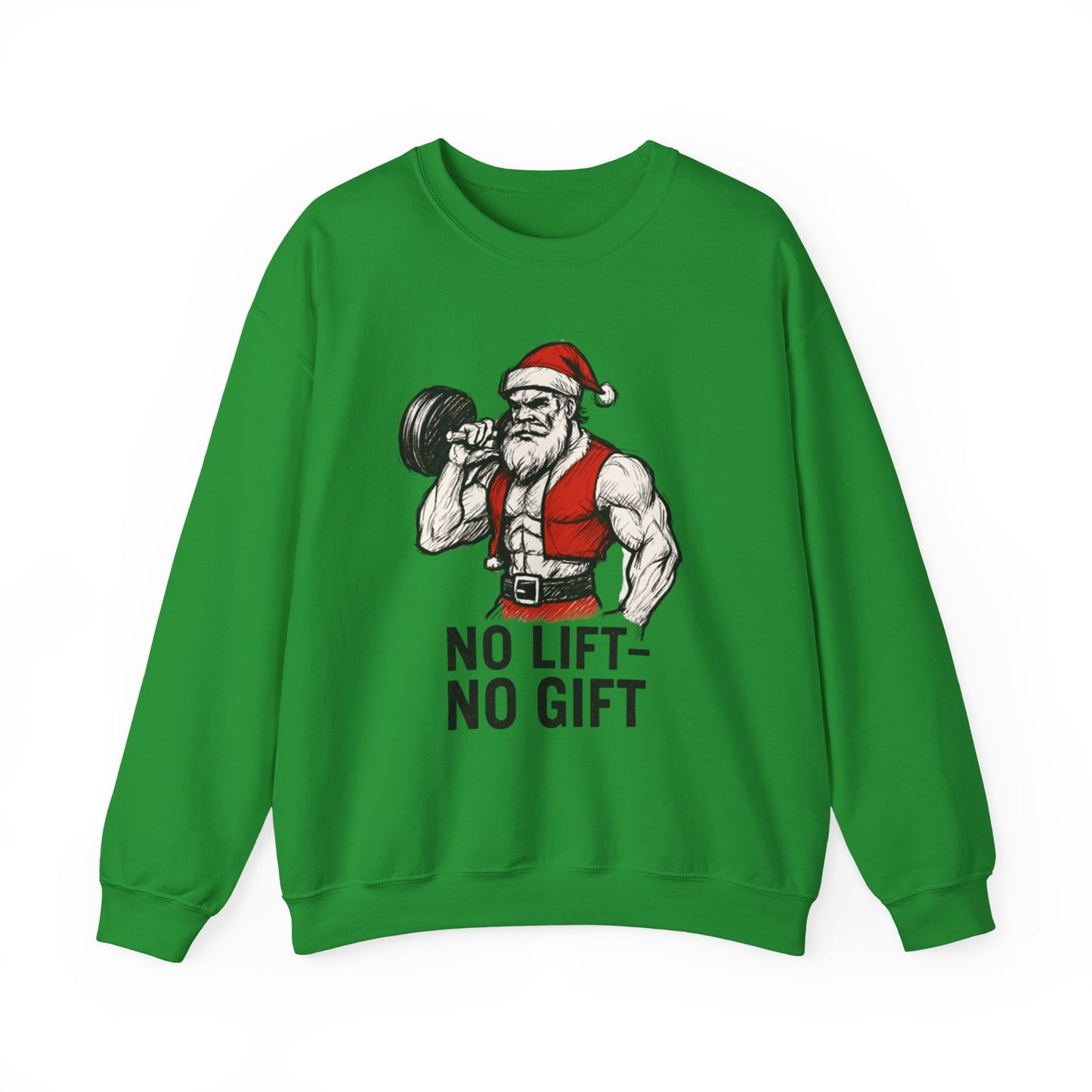 Santa Lifting Sweatshirt – "No Lift No Gift" Christmas Gym Crewneck