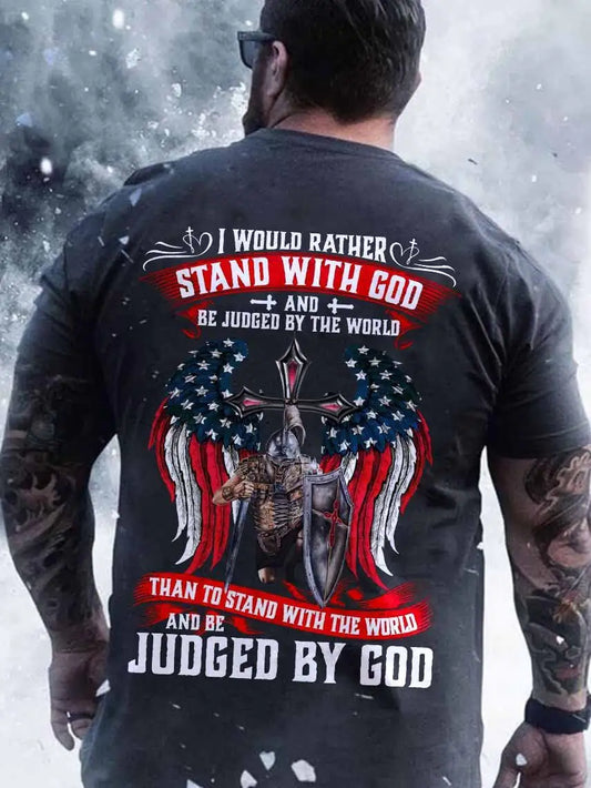 Patriotic Stand For The Flag Biker T-Shirt