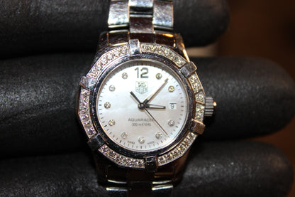 TAG Heuer Aquaracer Blue Mother of Pearl Diamond Women's Watch - WAF1419.BA0824
