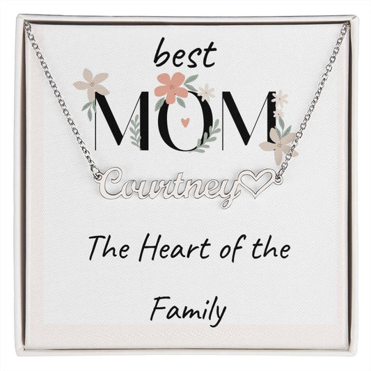 Heart of The Family- Personalized Necklace For MOM, with Heart.