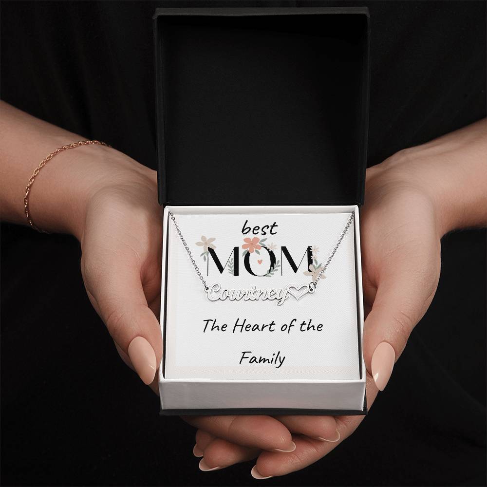 Heart of The Family- Personalized Necklace For MOM, with Heart.