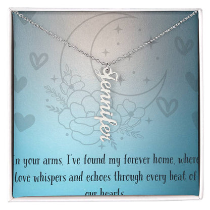 Verticharm: Personalized Vertical Name Necklace with a Personal Love Message Included