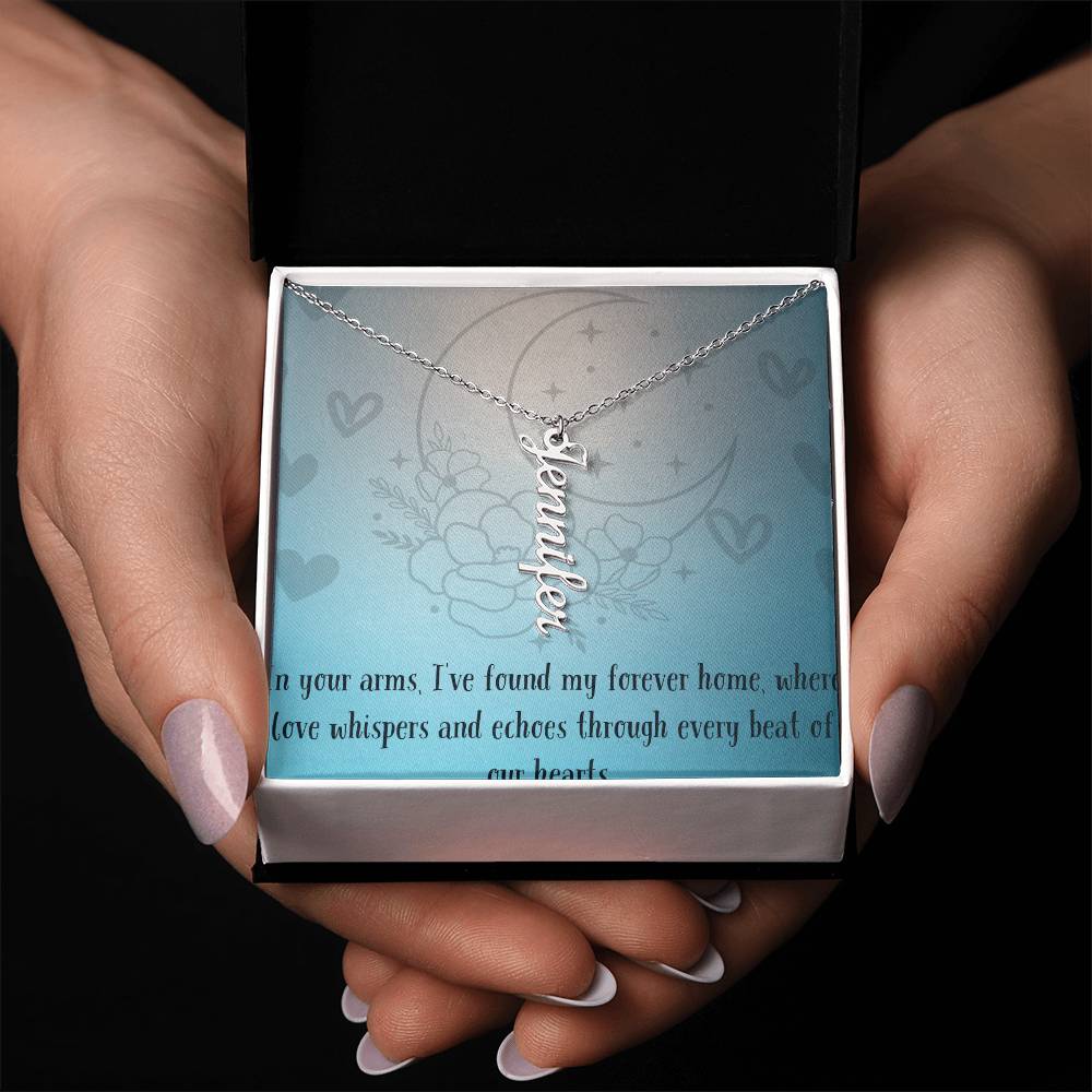 Verticharm: Personalized Vertical Name Necklace with a Personal Love Message Included