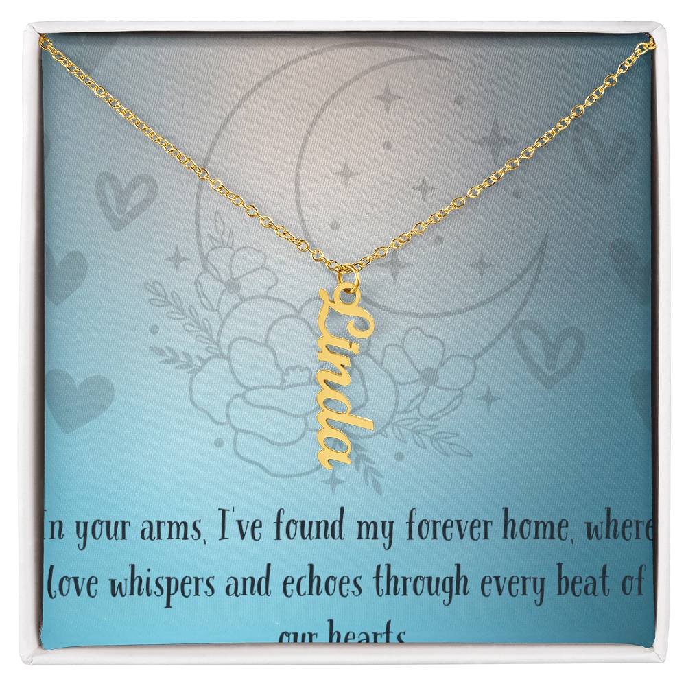 Verticharm: Personalized Vertical Name Necklace with a Personal Love Message Included