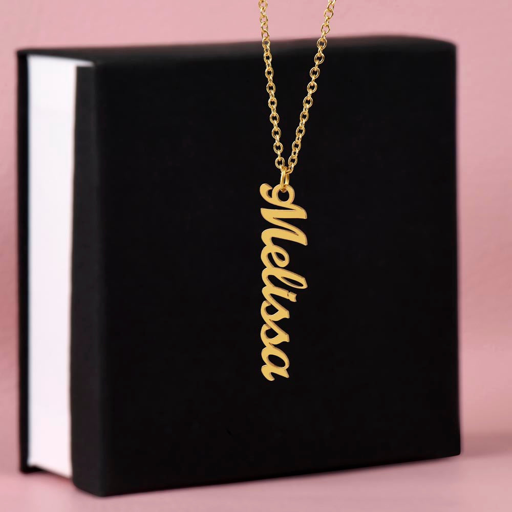 Verticharm: Personalized Vertical Name Necklace with a Personal Love Message Included