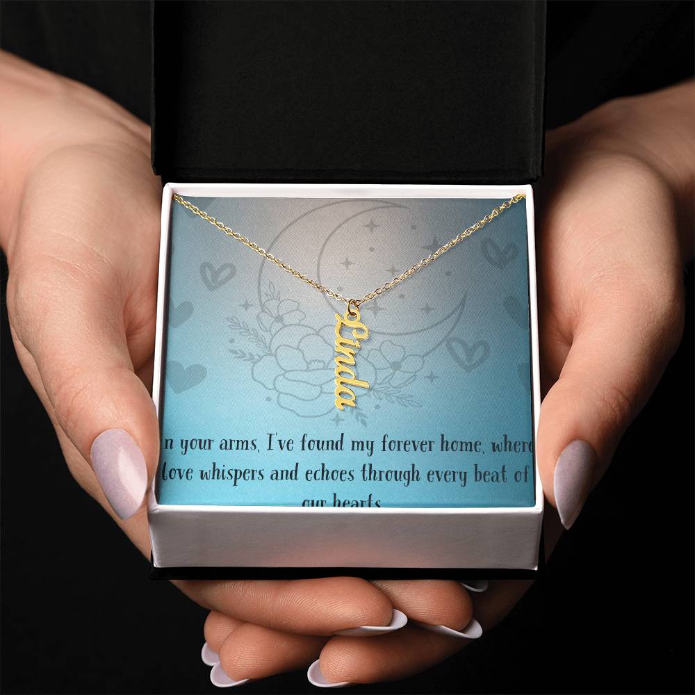 Verticharm: Personalized Vertical Name Necklace with a Personal Love Message Included