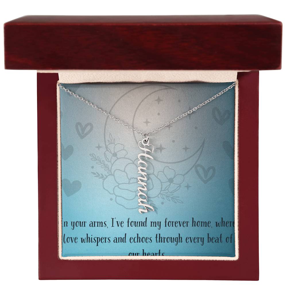 Verticharm: Personalized Vertical Name Necklace with a Personal Love Message Included