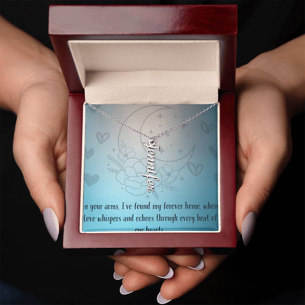 Verticharm: Personalized Vertical Name Necklace with a Personal Love Message Included