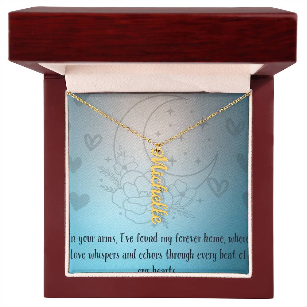 Verticharm: Personalized Vertical Name Necklace with a Personal Love Message Included