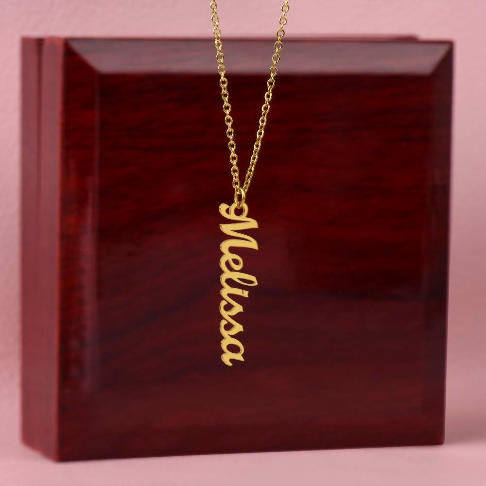 Verticharm: Personalized Vertical Name Necklace with a Personal Love Message Included