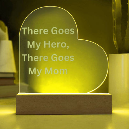 Mom is my hero- Engraved Acrylic Heart