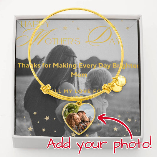 Mother's Heart -Bangle -Personalized -Gold